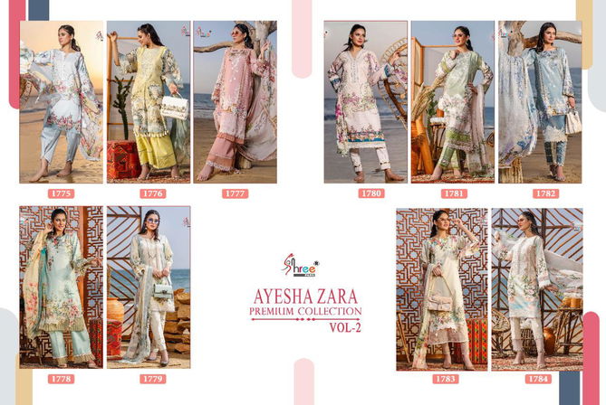 Shree Ayesha Zara Premium Collection 2 Fancy Latest Festive Wear Pure Cotton Print With Embroidery Pakistani Salwar Suits Collection
